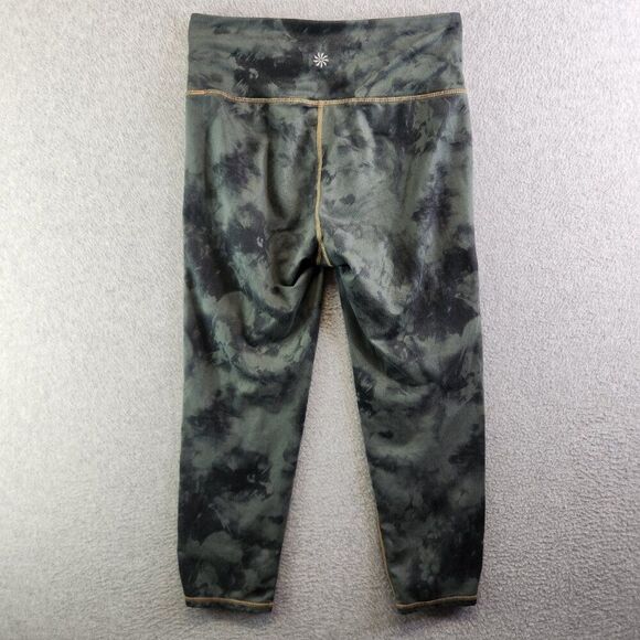Athleta Leggings Womens Small Green Tie Dye Capri Mid Rise Yoga Practice - Picture 4 of 13